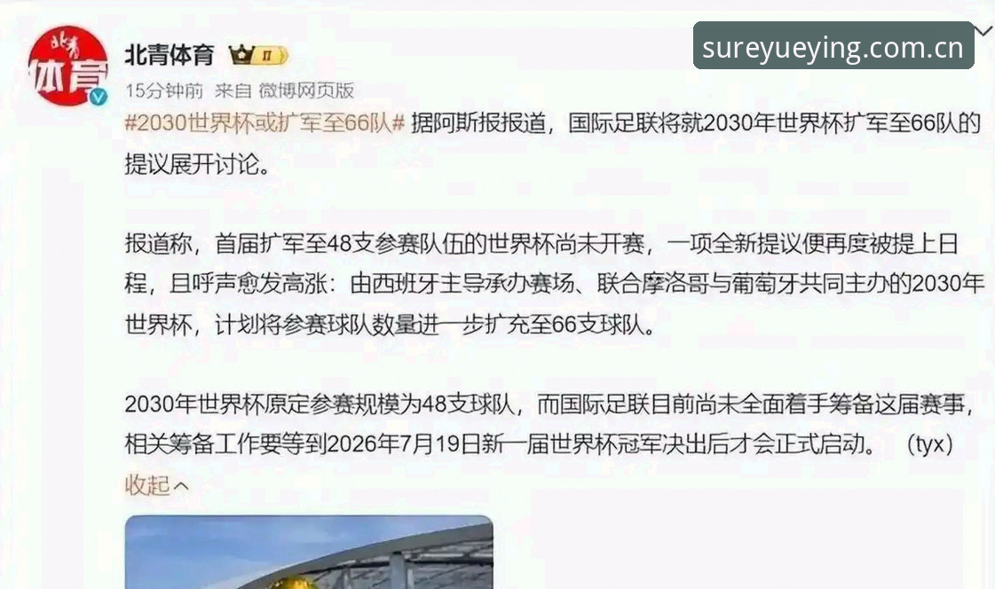2030世界杯或将扩军至66队，中国男足迎来历史性机遇最新进展